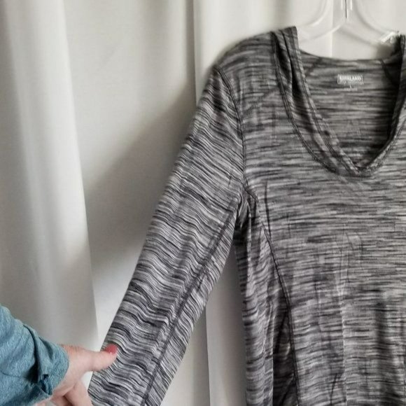 Kirkland Signature Activewear Hoodie Marled Gray Long Sleeve Size Large - Picture 3 of 7